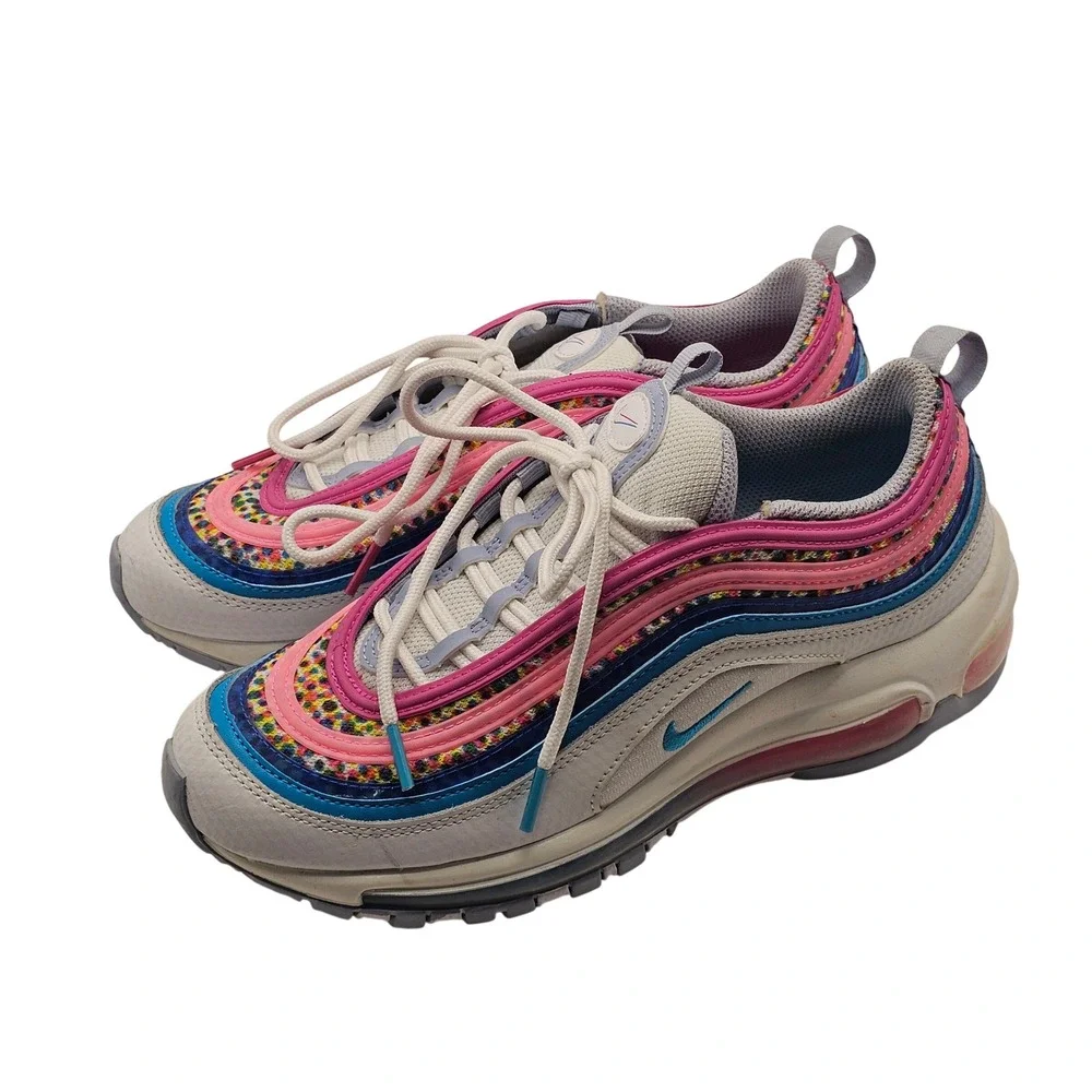 Nike Air Max 97 Size 6Y White Pink Blue Rainbow Kidcore Sneakers DV7550-100
